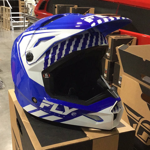 FLY RACING KINETIC MENACE HELMET BLUE and WHITE
