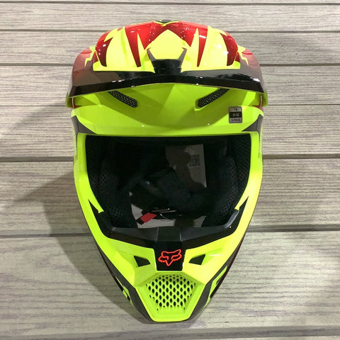 FOX V1 YOUTH STATK HELMET RED/YELLOW