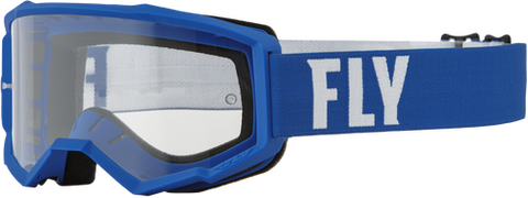 FLY FOCUS GOGGLE BLUE/WHITE W/CLEAR LENS