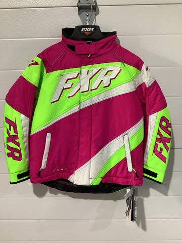 FXR YOUTH COLD CROSS JACKET FUCHSIA/WHITE WEAVE/ELECTRIC LIME