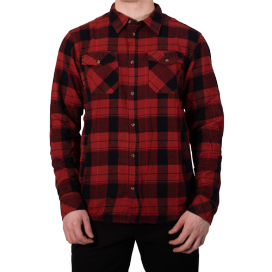 M TIMBER PLAID SHIRT BUTTON FRONT RED/BLACK EMBRODERED LOGO